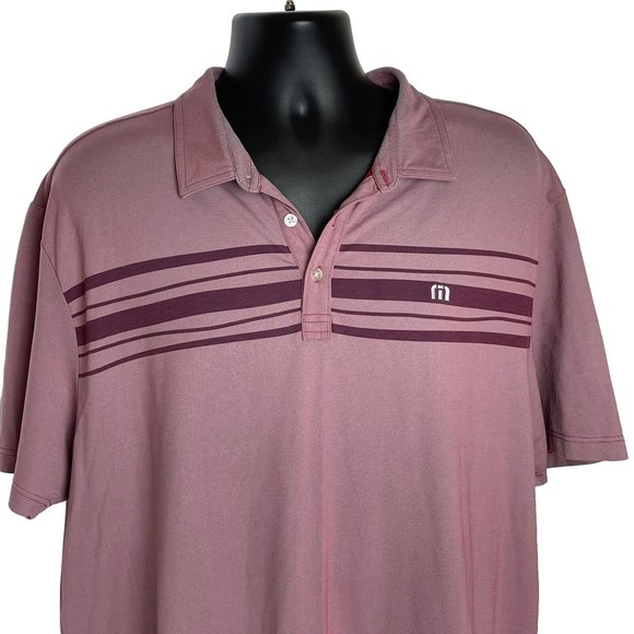 Travis Mathew Other - Travis Mathew Polo Shirt Mens 2XL Red Striped Golf Stretch Short Sleeve